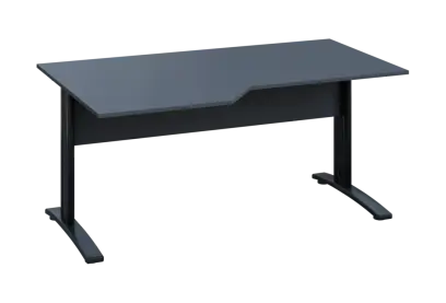 EZK 28 - 166 stůl kancelářský, rohový, levý, kovová podnož černá, deska 25 mm, široký 1600 mm, antracit